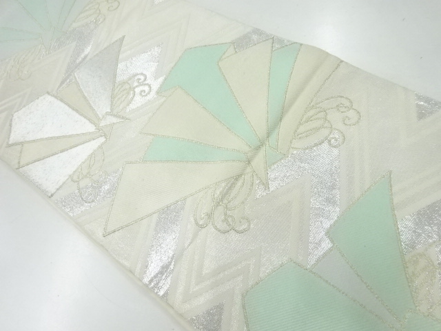 JAPANESE KIMONO / ANTIQUE FUKURO OBI / SILK / WOVEN ABSTRACT ORIGAMI CRANE